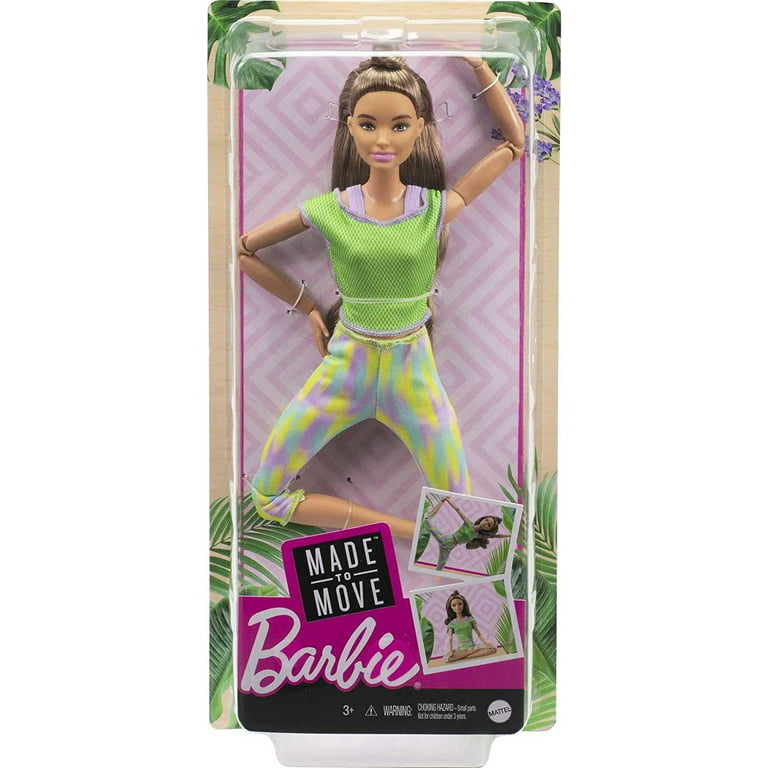 Barbie Made To Move Doll with 22 Flexible Joints Long wavy Brunette Hair