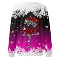 thumbnail image 4 of TIMIFIS Chandail de Noël Surdimensionné pour Femmes, Décontracté et Mignon, Imprimé Flocon de Neige et Verre de Vin Rouge, Col Rond, Chandail à Enfiler, Cadeaux pour Femmes pour Noël, 4 of 5