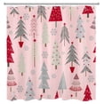 thumbnail image 3 of HVEST Christmas Tree Shower Curtain Decor,Abstract Christmas Trees and Grey Snowflake on Pink Shower Curtain for Bathroom 72X78 inch Polyester Fabric Bathroom Decoration Bath Curtains Hooks Included, 3 of 8
