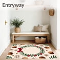 thumbnail image 3 of ODIKA 2'x3' Machine Washable Non-Slip Area Rug, Joyful Pinecone Wreath Celebration Decoration Yuletide Welcome High Traffic Rug with Pad, Beige, 622388, 3 of 8