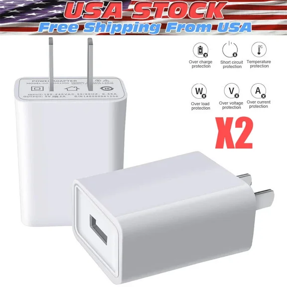 2 Pack Universal 5V 1A Us Plug Usb Ac Wall Charger Power Adapter For Smart Phone