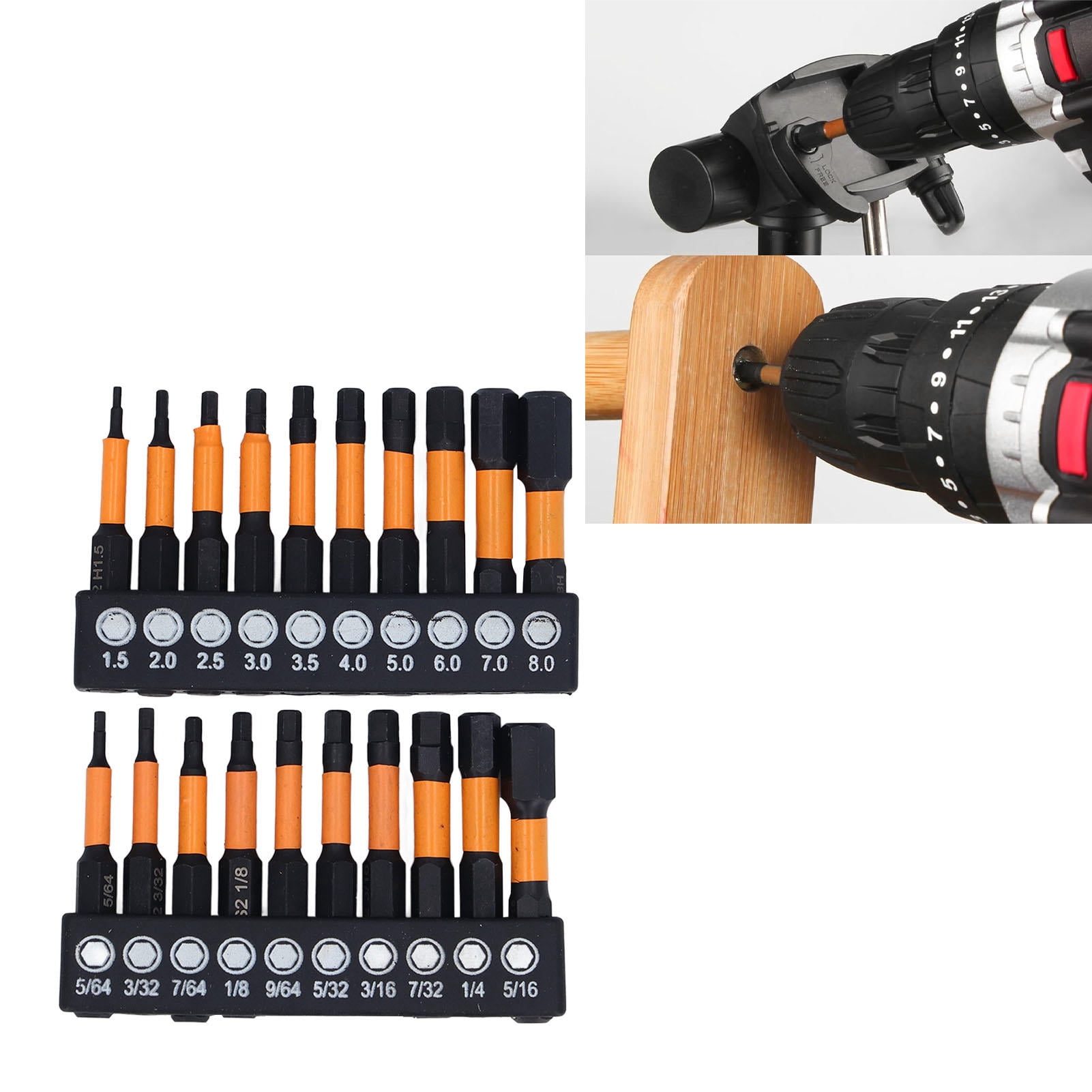 YAHHU 20-Piece Hex Drill Bit Set – 1/4in S2 Alloy Steel, Magnetic, Imperial & Metric, 10pcs Each, Ideal for Screwdriver Impact Drills & Assembly