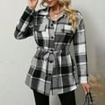 thumbnail image 5 of Yangnuo Womens Plaid Jackets Womens Fashion Comfy Jackets Women Checkered Button Pocket Shirt Jacket Top, 5 of 6