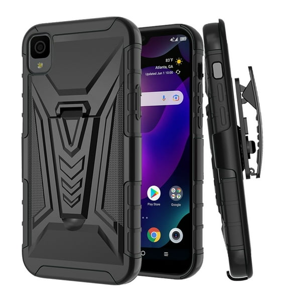 For Celero 5G 2023 (6.5") Combo Rugged Swivel Belt Clip Holster Heavy Duty Hybrid Armor Rubber with Kickstand Stand Cover ,Xpm Phone Case [ Black ]