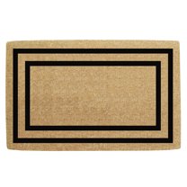 Heavy Duty Coir Door Mat Thin Double Picture Frame, Plain - Black 22" x 36"