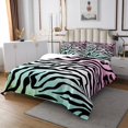 thumbnail image 2 of YST Zebra Print Bedspread King Size Black Rainbow Quilt Set, Wild Animal Theme Coverlet Set Safari Bedding Set, Abstract Stripe Bed Cover Microfiber Super Cozy 3pcs, 2 of 2