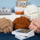 thumbnail image 3 of Almohada de bola anudada tejida a mano, almohada Sherpa para decoración del hogar, almohada para sofá, cojín para cabecera, diámetro de 28CM, gris claro oso de fresa Electrónica, 3 of 7
