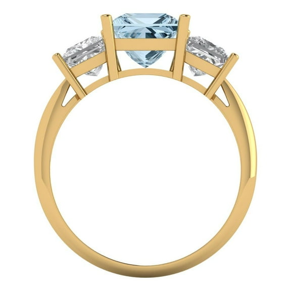 2.5 ct Princess Cut Natural Sky Blue Topaz Three-Stone Engagement Ring for Women in 18K Yellow Gold