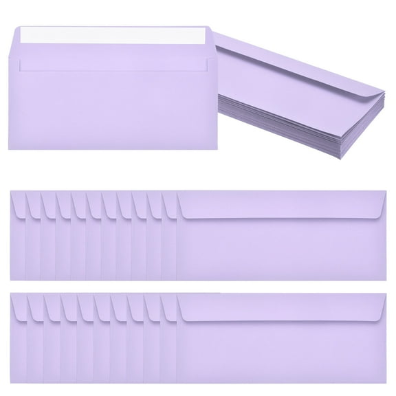Uxcell 24 Pack Light Purple #10 Business Envelopes, Colored Self Seal Letter Size