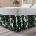 thumbnail image 1 of Jungle Foliage Bed Skirt, Pattern of Monstera Leaves on Vertical Brushstroke Stripes, Elastic Bedskirt Dust Ruffle Wrap Around for Bedding Decor, 4 Sizes, Charcoal Grey Green, by Ambesonne, 1 of 2