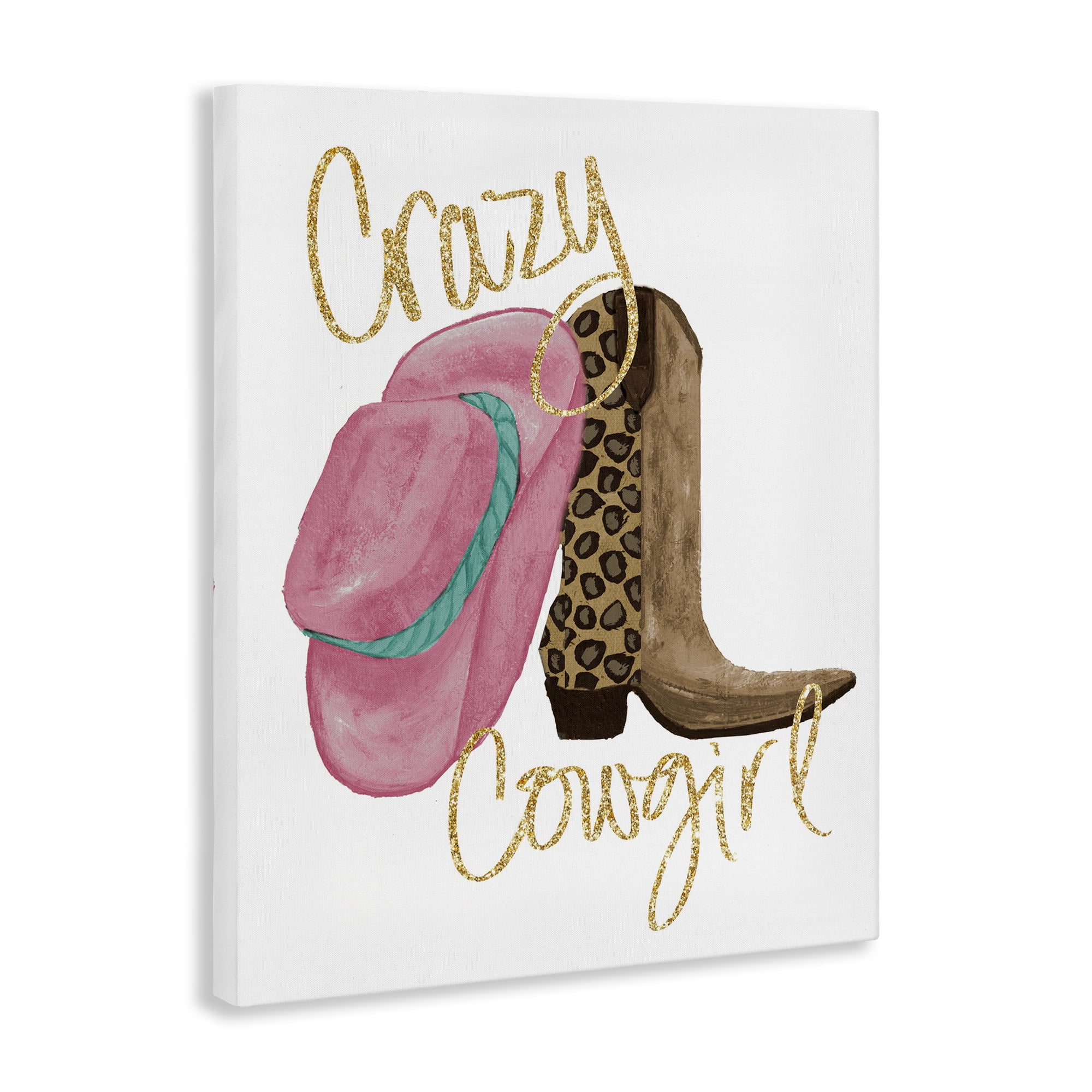 Stupell Industries Glam Crazy Cowgirl Typography Painting Gallery Wrapped Canvas Art Print Wall Art, 30 x 40