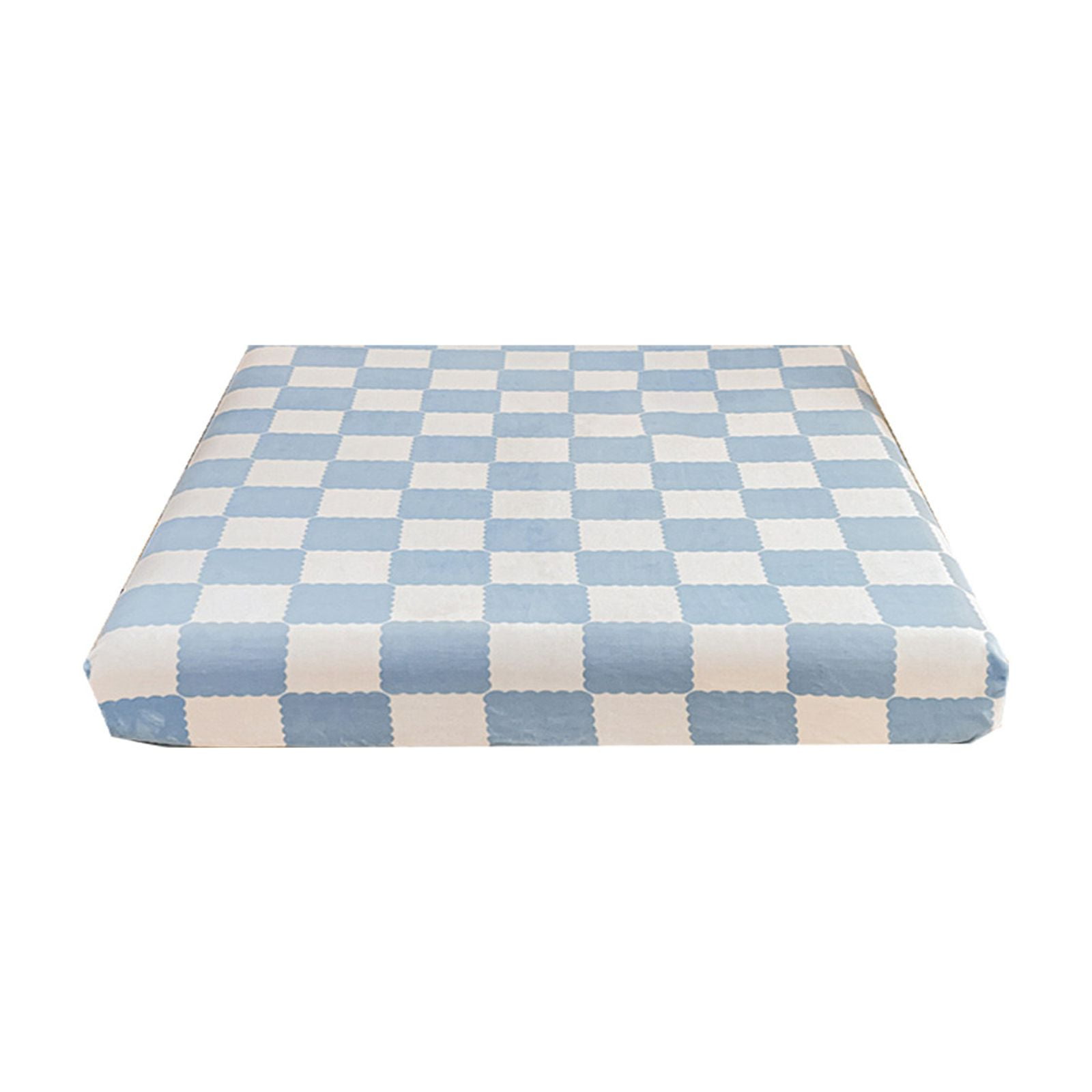 Quilted Fitted Sheet Winter Warm, Checkerboard Pattern Mattress Protector – Breathable Non-Slip Pocket Design, Soft Polyester Bed Cover for Care Bed, Home or Guest Room