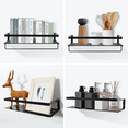 thumbnail image 5 of Uten Floating Shelves, Wall Mounted Iron Shelves Set of 2, Bathroom Storage Shelves with Towel Rack, Black, 5 of 12