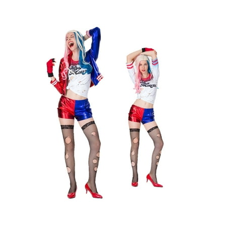 Women's Sexy Squad Cosplay Full Costume 4 Piece Outfit Set