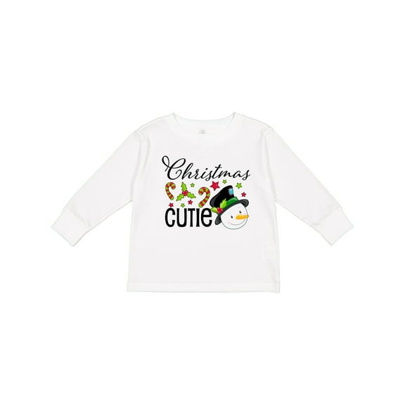 Inktastic Christmas Cutie Snowman Boys or Girls Long Sleeve Toddler T-Shirt