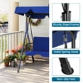 thumbnail image 2 of Melocadol 3 Seats Outdoor Porch Swing Glider, All-Weather Adjustable Canopy, Rust Proof Heavy Duty Stand Swing Chair for Garden, Lawn, Blue, 2 of 6