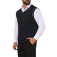 thumbnail image 4 of INSPIRE CHIC Men's Sweater Vest V Neck Knitwear Pullover Sleeveless Sweater Top S Black, 4 of 5