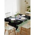 thumbnail image 2 of St. Patrick's Day Rectangle Tablecloth, Lucky Shamrock Cute Puppy Hat Green Plaid Waterproof & StainResistant Tablecloth, Washable Oil-proof Table Cover for Dining/Party/Wedding/Buffet 52x70 In, 2 of 9