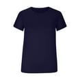 thumbnail image 4 of Navy S WIZUTIZ T Shirts for Women up to 65% Off Retro Breathable Pure Colour Fashion Tshirt Crew Neck Cozy Style Ladies T-shirt Linen Short Sleeve Shirts Sports Fluffy Blouse Plus Size Solid Tee Tops, 4 of 5