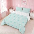 thumbnail image 3 of Erosebridal Line Art Bow Stripe King Size Comforter Sets for Girls, Minimalist Girly Ditsy Print Comforters King Size, Reversible 3pcs 1 Comforter and 2 Pillowcases, 3 of 6