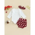 thumbnail image 4 of Baby Girls Jumpsuits Set Christmas Elk Print Long Sleeves Romper and Casual Plaid Shorts Headband, 4 of 8