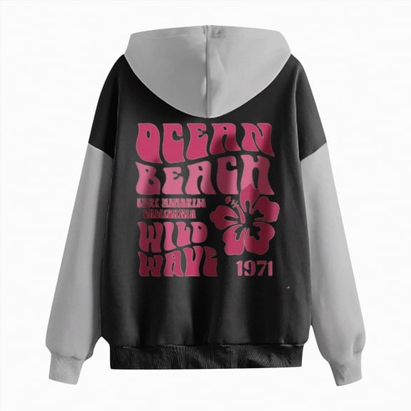 Futezty Women's Letter Graphic Drawstring Hoodies Long Sleeve Thermal Pullovers Sweatshirts
