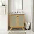 thumbnail image 2 of Vanity Cabinet (Sink not included), Brown Oak, Wood, Hotel Bedroom Bathroom, Modern Contemporary HB36269, 2 of 11