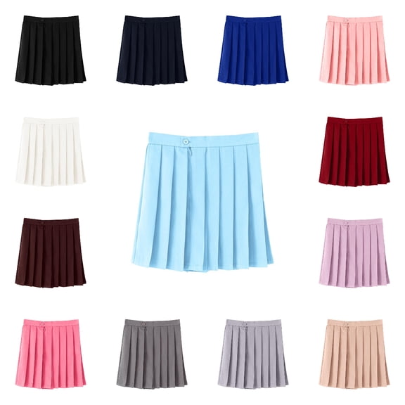 Babcutegg Kid Girls Pleated Skirt Back to School Elastic Waist College Style Casual Fashion A Line School Wear Clothes for Girls Light Blue Size 16