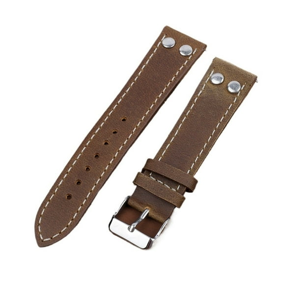 WANGQ Vintage Leather Watch Band 18mm 19mm 21mm 20mm 22mm 24mm Quick Release Bracelet Coffee Brown Rivets Watch Strap Replacement
