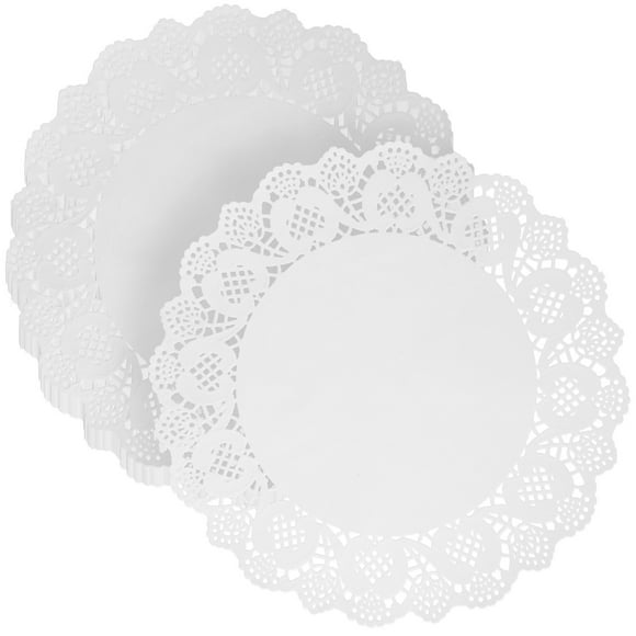 SHISUYAN 100 Pcs Round Cake Decorating Pads Lace Paper Doilies Placemat for Cupcakes Cakes Biscuits
