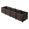 Brown Rectangular Plastic Planter Box Indoor Outdoor Planting Kit for ...