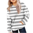 thumbnail image 2 of Cute Hoodies for Girl, Striped Pullover Tops Long Sleeve Oversized Hooded Sweatshirts Preppy Clothes New Girls Crop Sweatshirt Gray 110, 2 of 5
