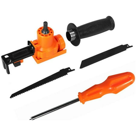 

Reciprocating Saw Adapter with 2 Blades Reciprocating Saw Attachment Change Electric Drill Into Reciprocating Saw with Non-slip Handle and 2 Blades for Wood Metal Pipe Cutting