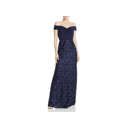 Aidan Mattox Womens Rosette Off-The-Shoulder Formal Dress