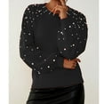thumbnail image 5 of Ailaofu Women's Chunky Sweater Crewneck Sweatshirt Knit Lantern Sleeve Oversized Pullover Sweater with Pearls, 5 of 7