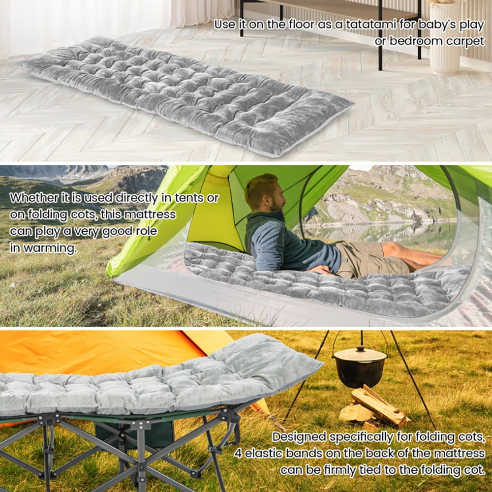 Aimee Lii 75 x 27.5 Inch Camping Cot Pads with Soft and Breathable Crystal Velvet, Outdoor Portable Camping Bed for Sleeping Hiking Travel, Gray Aimee Lii 75 x 27.5 Inch Camping Cot Pads with Soft and Breathable Crystal Velvet, Outdoor Portable Camping Bed for Sleeping Hiking Travel, Gray