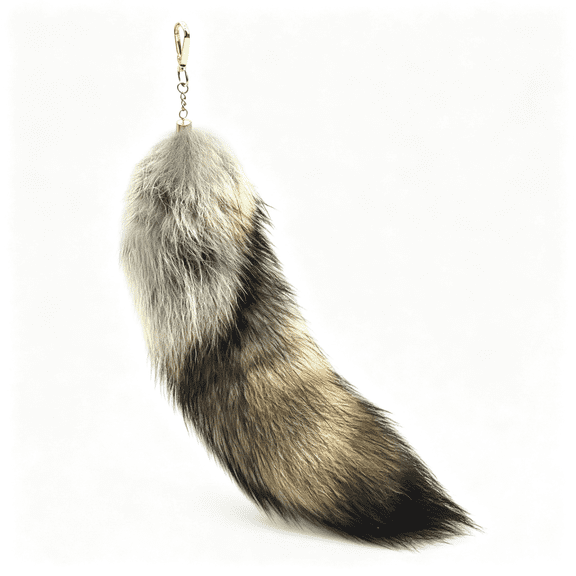 BESTSKY Fluffy Therian Fox Tail Keychain,13.7" Long Super Soft Plush Tail for Cosplay Costume,Backpack,Purse-Cute Furry Animal Gift for Kawaii Lovers Therian Tail