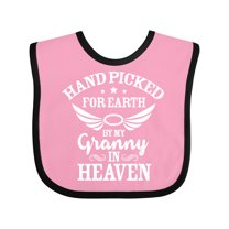 Inktastic Handpicked for Earth by My Granny in Heaven with Angel Wings Boys or Girls Baby Bib