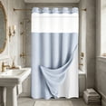 thumbnail image 2 of Bxaolu No Hook Shower Curtain with Snap in Liner Set Waffle Shower Curtain for Bathroom Hotel Quality Fabric Waterproof Inner Liner，71" W x 75" H Bathroom Curtain, 2 of 7