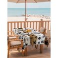 thumbnail image 2 of Outdoor Table Cloth with Umbrella Hole and Zipper, Brown Paw Print Waterproof Rectangle Tablecloth 54"x80", Vintage Farmhouse Country Wooden Grain Washable Table Cover for Outside Party Patio Picnic, 2 of 8
