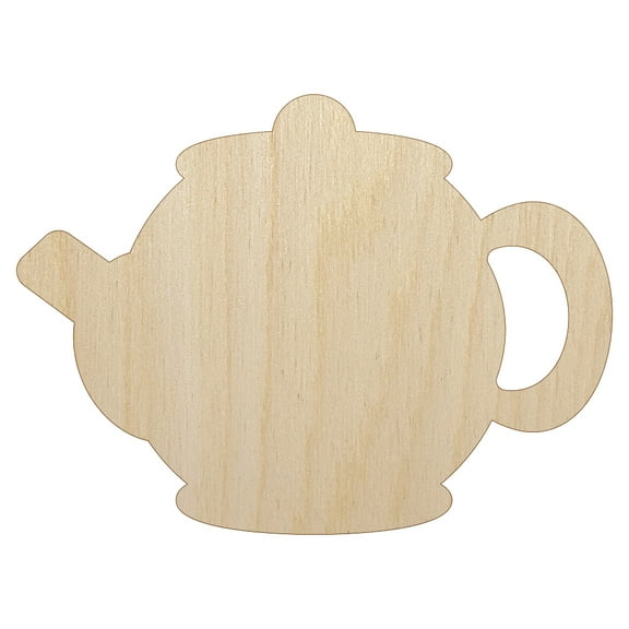 Teapot Kettle Solid Wood Shape Unfinished Piece Cutout Craft DIY Projects - 4.70 Inch Size - 1/8 Inch Thick