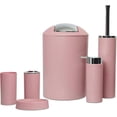 thumbnail image 1 of 6x 6 Piece Bathroom Accessory Set, Toilet Brush, Waste Bin, Soap Dish, Brush Holder Soap Dispenser, Rinse Cup, Pink, 1 of 5