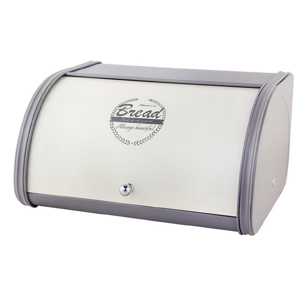 Contenedor de almacenamiento de pan Caja De Pan De Esquina Multiusos Para Encimera De Cocina, Productos Horneados, Galletas, Blanco Y Gris Blanco Gris Fanmusic Contenedor de almacenamiento de pan