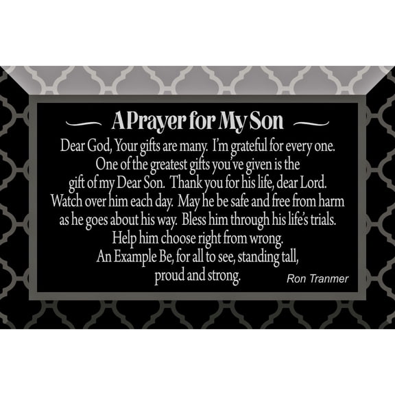 Dexsa Son Prayer Glass Plaque with Inspiring Quote 4 in x 6 in - Easel Back