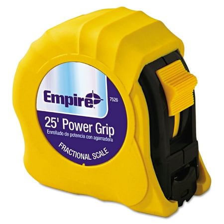 Empire Power Grip Steel Tape Measure, 1in x 25ft, Yellow