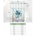 thumbnail image 7 of No Hook Shower Curtains, Teal Octopus Ocean Extra Long Bathtub Curtains with Snap in Liner, Summer Beach Coastal Coral Seagrass Waterproof Washable Fabric Bathroom Shower Curtain Sets, 72" x 96", 7 of 7