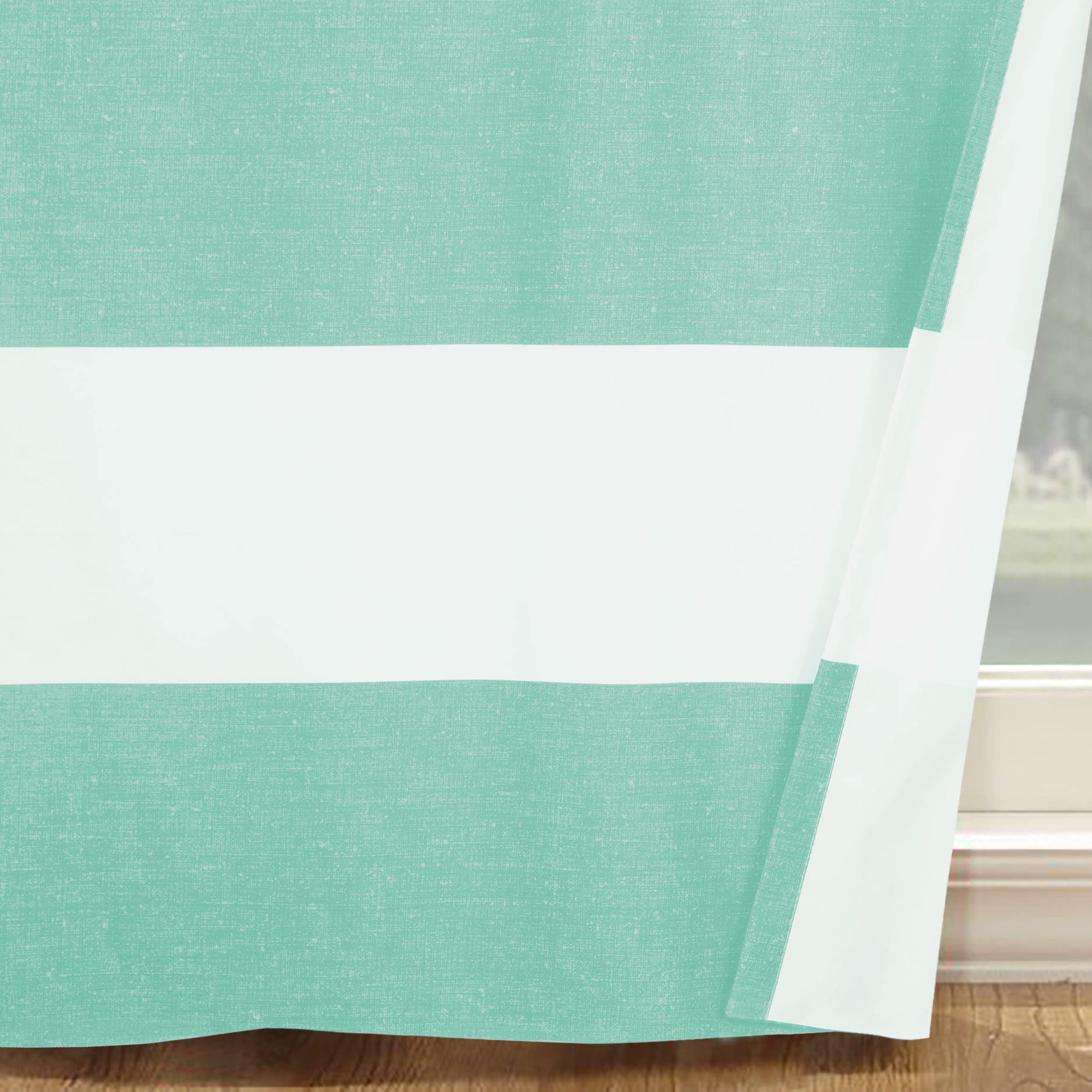 Your Zone Cabana Stripe Room Darkening Curtain Panel Pair, Set of 2, Mint, 30 in W x 84 in L
