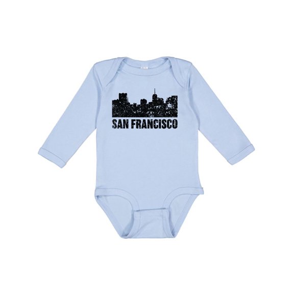 Inktastic San Francisco Skyline with Grunge Boys or Girls Long Sleeve Baby Bodysuit