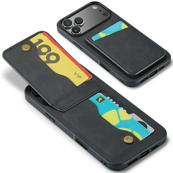 Compatible with iPhone 17 Pro Max Case Wallet with Credit Card Holder, Flip Premium PU Leather Magnetic Clasp Kickstand Heavy Duty Protective Cover for iPhone 17 Pro Max, Black