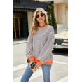 thumbnail image 4 of IDOPIP Oversized Sweatshirt for Women 2024 Fall Crewneck Long Sleeve Color Block Striped Pullover Top, 4 of 8